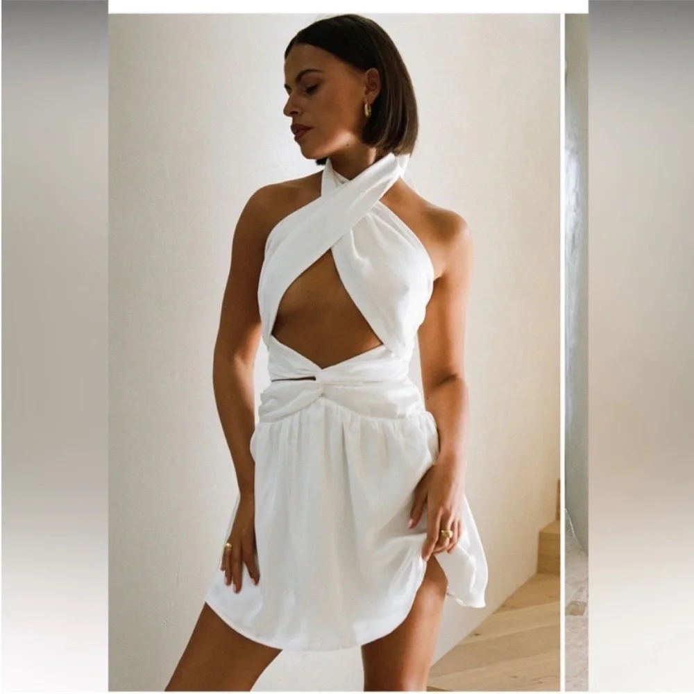Sabo Skirt Jordan Halter White Mini Dress - Picture 2 of 3